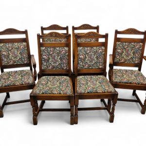 Vintage Old Charm Wood Bros Oak Dining Chairs / Set of 6 / c1970 / FREE DELIVERY - Image 7