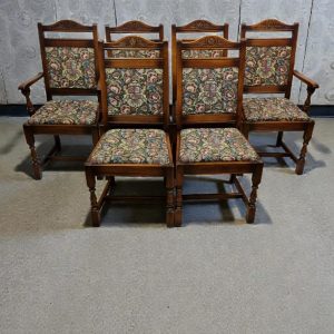 Vintage Old Charm Wood Bros Oak Dining Chairs / Set of 6 / c1970 / FREE DELIVERY - Image 4