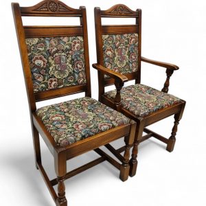 Vintage Old Charm Wood Bros Oak Dining Chairs / Set of 6 / c1970 / FREE DELIVERY - Image 2