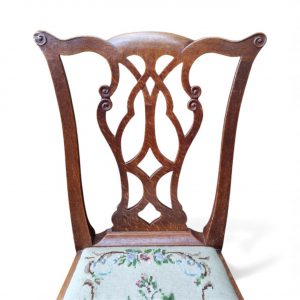 Antique Wooden Low Chair / Needlepoint Seat / c1920 / FREE DELIVERY - Image 6