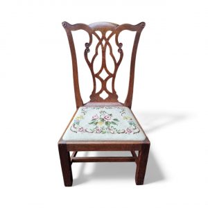 Antique Wooden Low Chair / Needlepoint Seat / c1920 / FREE DELIVERY - Image 5