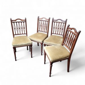 Antique Dining Chairs / Upholstered Seats / c.1930 / Set of 4 / FREE DELIVERY - Image 1