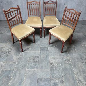 Antique Dining Chairs / Upholstered Seats / c.1930 / Set of 4 / FREE DELIVERY - Image 5