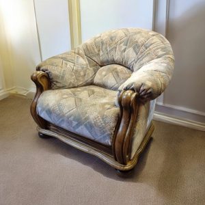 Vintage Belgian Armchair / Club Chair Solid Wood Arms / c1970 / FREE DELIVERY - Image 1