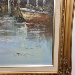 Vintage Large Oil Painting on Canvas / Seascape / Signed / c1950 / FREE DELIVERY - Image 12