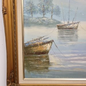 Vintage Large Oil Painting on Canvas / Seascape / Signed / c1950 / FREE DELIVERY - Image 11