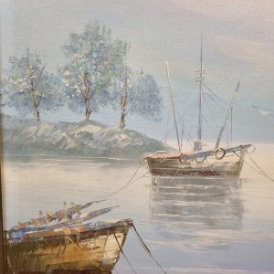 Vintage Large Oil Painting on Canvas / Seascape / Signed / c1950 / FREE DELIVERY - Image 9