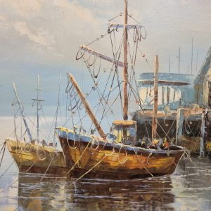 Vintage Large Oil Painting on Canvas / Seascape / Signed / c1950 / FREE DELIVERY - Image 5