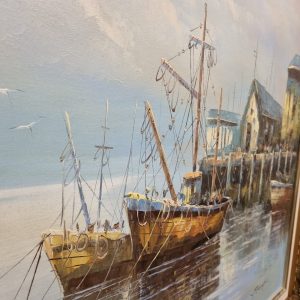 Vintage Large Oil Painting on Canvas / Seascape / Signed / c1950 / FREE DELIVERY - Image 4