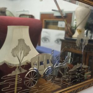 Vintage Decorative Wall Mirror / Etched Carriage Scene / c.1960–1970 / Gilt Frame / FREE DELIVERY - Image 6