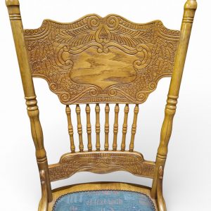 Vintage American Colonial Oak Featherback Dining Chairs / Set of 6 / c1980 / FREE DELIVERY - Image 12