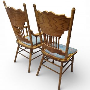 Vintage American Colonial Oak Featherback Dining Chairs / Set of 6 / c1980 / FREE DELIVERY - Image 7