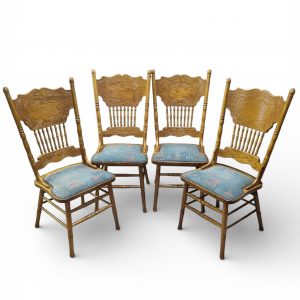 Vintage American Colonial Oak Featherback Dining Chairs / Set of 6 / c1980 / FREE DELIVERY - Image 5