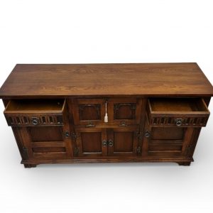 Vintage Old Charm Wood Bros Lancaster Sideboard / Drinks Cabinet / Tudor Brown Oak / 1960 / FREE DELIVERY - Image 6