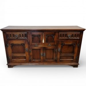 Vintage Old Charm Wood Bros Lancaster Sideboard / Drinks Cabinet / Tudor Brown Oak / 1960 / FREE DELIVERY