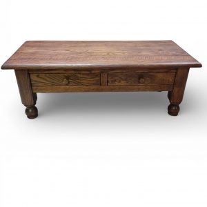 Vintage Solid Oak Coffee Table / Double Drawers / c1970 / FREE DELIVERY - Image 4