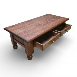 Vintage Solid Oak Coffee Table / Double Drawers / c1970 / FREE DELIVERY - Image 1