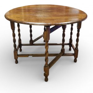 Antique Oak Gateleg Drop Leaf Table / Barley Twist Legs / c.1920 / FREE DELIVERY - Image 7