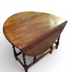 Antique Oak Gateleg Drop Leaf Table / Barley Twist Legs / c.1920 / FREE DELIVERY - Image 1