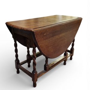 Antique Oak Gateleg Drop Leaf Table / Barley Twist Legs / c.1920 / FREE DELIVERY - Image 5