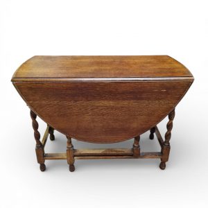 Antique Oak Gateleg Drop Leaf Table / Barley Twist Legs / c.1920 / FREE DELIVERY - Image 4