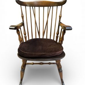 Vintage Windsor Style Rocking Chair / Original Cushion / Solid Wood / c.1960 - Image 9