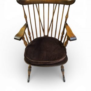 Vintage Windsor Style Rocking Chair / Original Cushion / Solid Wood / c.1960 - Image 8