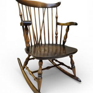 Vintage Windsor Style Rocking Chair / Original Cushion / Solid Wood / c.1960 - Image 7