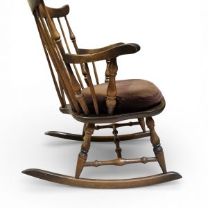 Vintage Windsor Style Rocking Chair / Original Cushion / Solid Wood / c.1960 - Image 5