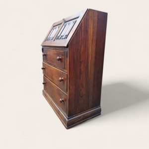 Vintage Oak Bureau Writing Desk / Traditional English Style / c.1940 - Image 9