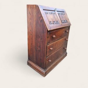 Vintage Oak Bureau Writing Desk / Traditional English Style / c.1940 - Image 5