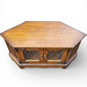 Vintage Old Charm Wood Bros Oak Corner TV Cabinet / Light Oak / c.1970s - Image 8