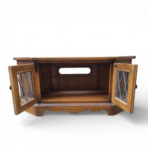 Vintage Old Charm Wood Bros Oak Corner TV Cabinet / Light Oak / c.1970s - Image 7