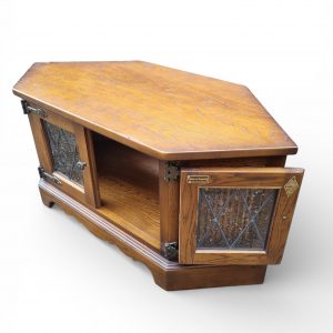 Vintage Old Charm Wood Bros Oak Corner TV Cabinet / Light Oak / c.1970s - Image 6