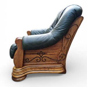 Vintage Leather Armchair with Solid Oak Frame / Green Leather / c.1970s/FREE DELIVERY - Image 10