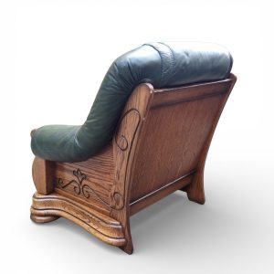 Vintage Leather Armchair with Solid Oak Frame / Green Leather / c.1970s/FREE DELIVERY - Image 6