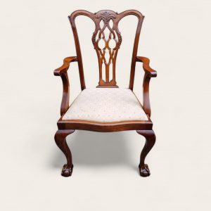 Antique Edwardian Chippendale Mahogany Dining Chairs / Set of 6 / Carved Back / c1910 - Image 10