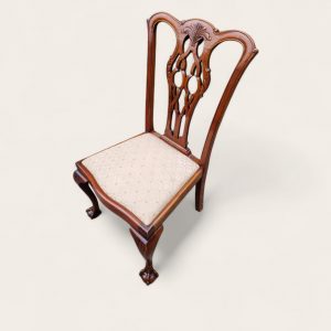 Antique Edwardian Chippendale Mahogany Dining Chairs / Set of 6 / Carved Back / c1910 - Image 8