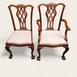 Antique Edwardian Chippendale Mahogany Dining Chairs / Set of 6 / Carved Back / c1910 - Image 7