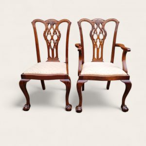 Antique Edwardian Chippendale Mahogany Dining Chairs / Set of 6 / Carved Back / c1910 - Image 6