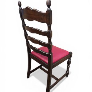 Vintage Solid Wood Dining Chairs / Set of 4 / Ladder Back / Upholstered Seats / c.1930 - Image 11