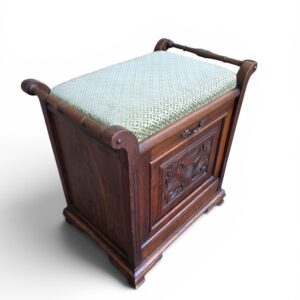 Antique Style Carved Mahogany Piano Stool / Storage Bench / c1940 - Image 10