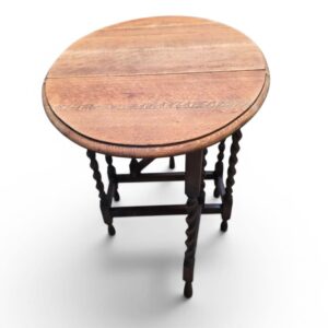 Antique Oak Barley Twist Drop Leaf Table / c1920 - Image 10