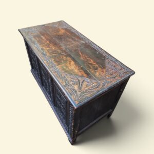 Antique Georgian Large Carved Oak Coffer / c1780 - Image 9