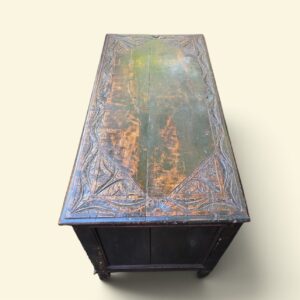 Antique Georgian Large Carved Oak Coffer / c1780 - Image 8