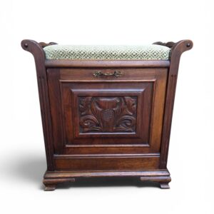 Antique Style Carved Mahogany Piano Stool / Storage Bench / c1940 - Image 3