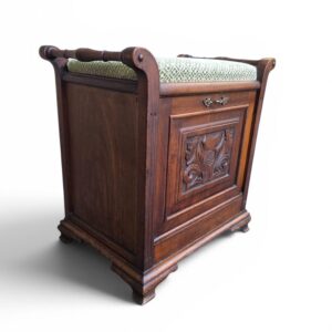 Antique Style Carved Mahogany Piano Stool / Storage Bench / c1940 - Image 6