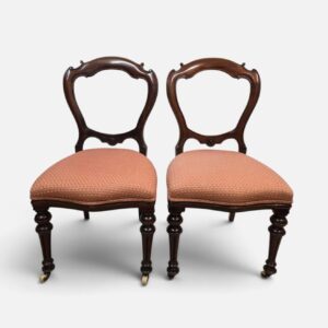 Antique Victorian Mahogany Balloon Back Chairs / Set of Two / c1860 - Image 7