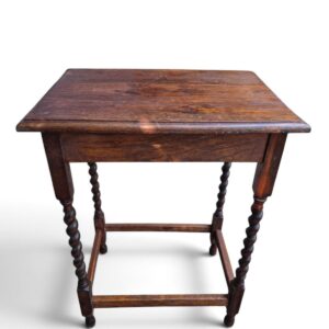 Antique Edwardian Oak Barley Twist Side Table / c.1910 - Image 7
