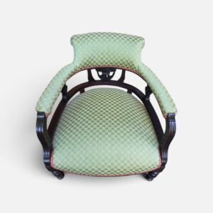 Antique Late Victorian Upholstered Tub Chair / c1890 - Image 3